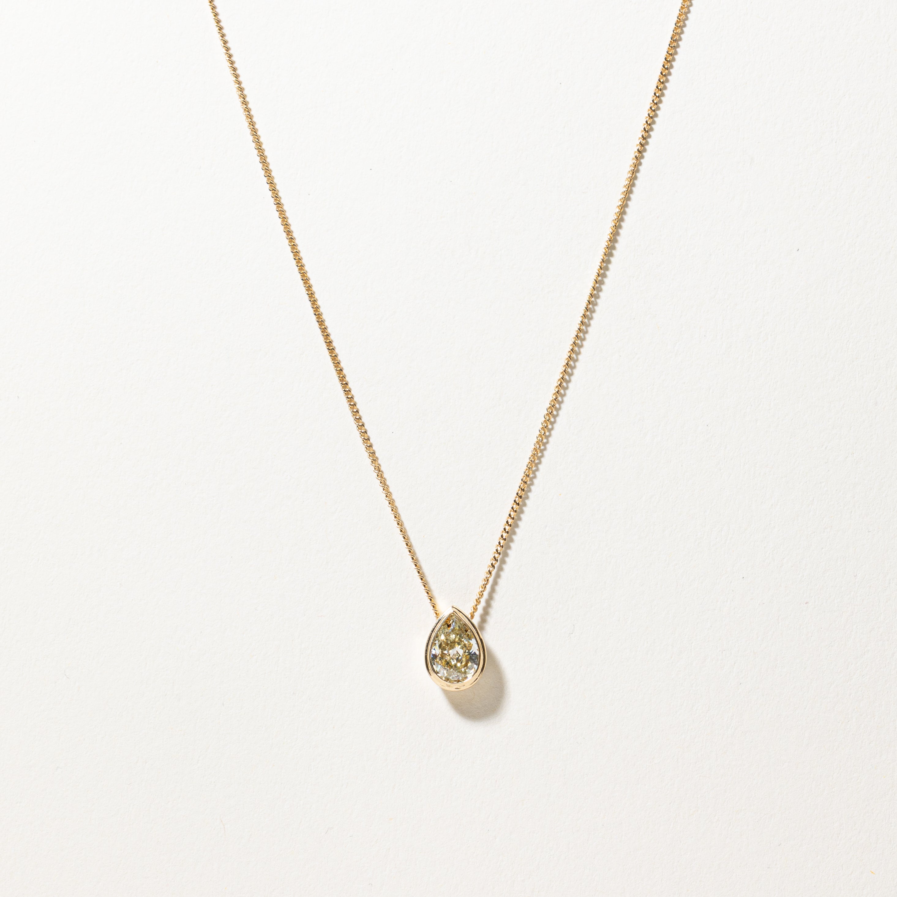 GIA-graded Fancy Yellow Natural Diamond Necklace | GIA 1.08ct Fancy Colour | 16"