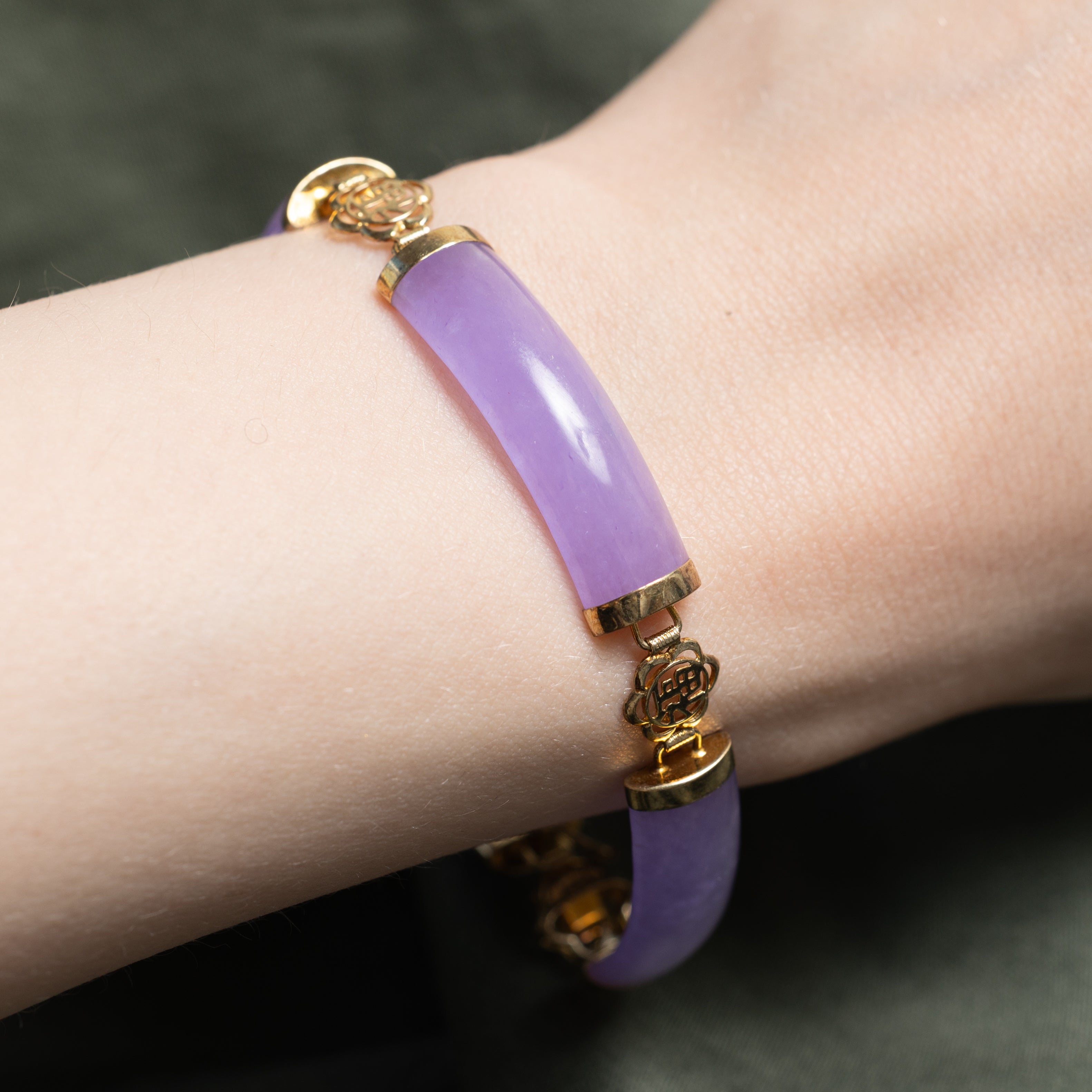 Purple Jadeite Bar Bracelet | 36.00ctw | 7"