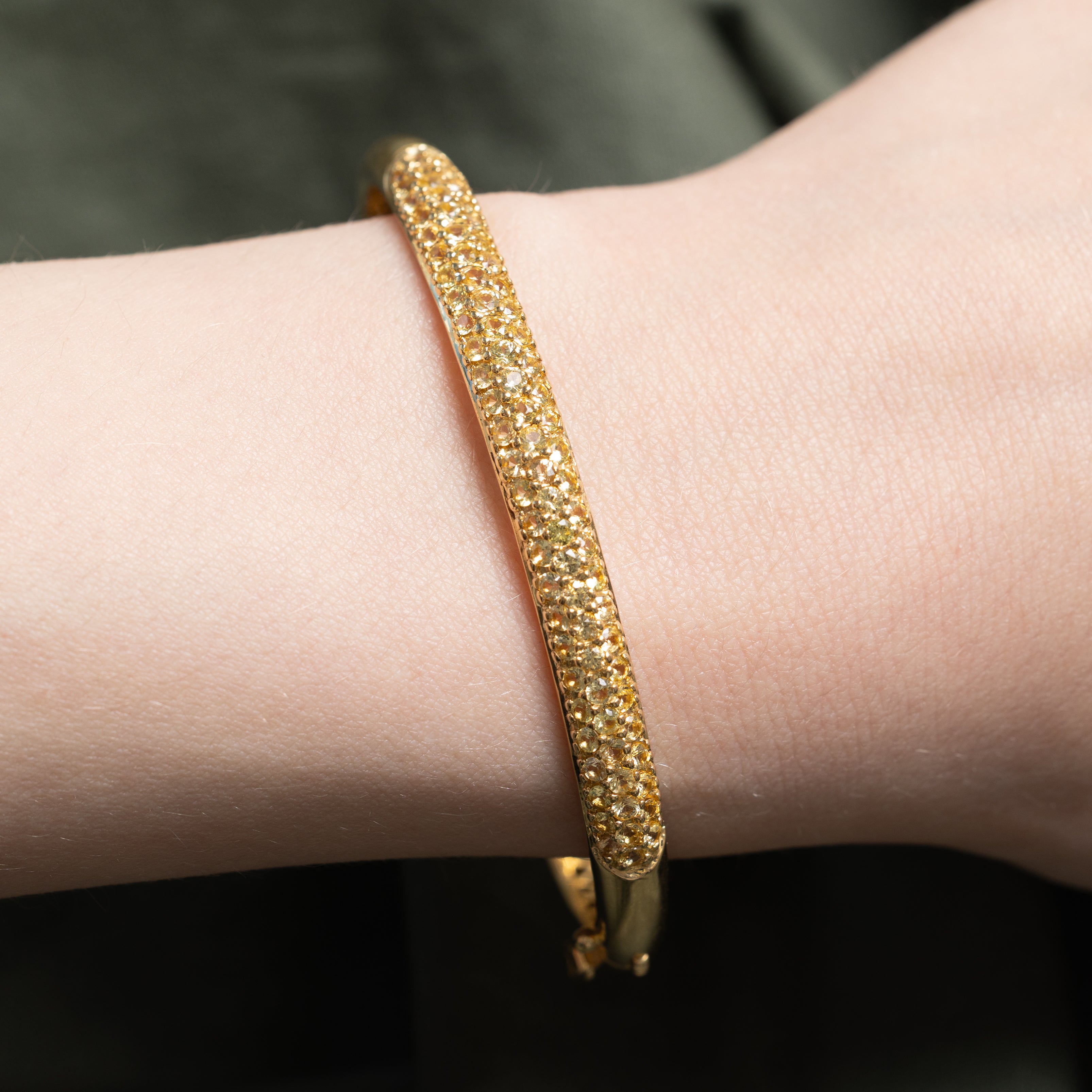 Pavé Set Light Yellow Diamond Bangle | 2.20ctw | 7"