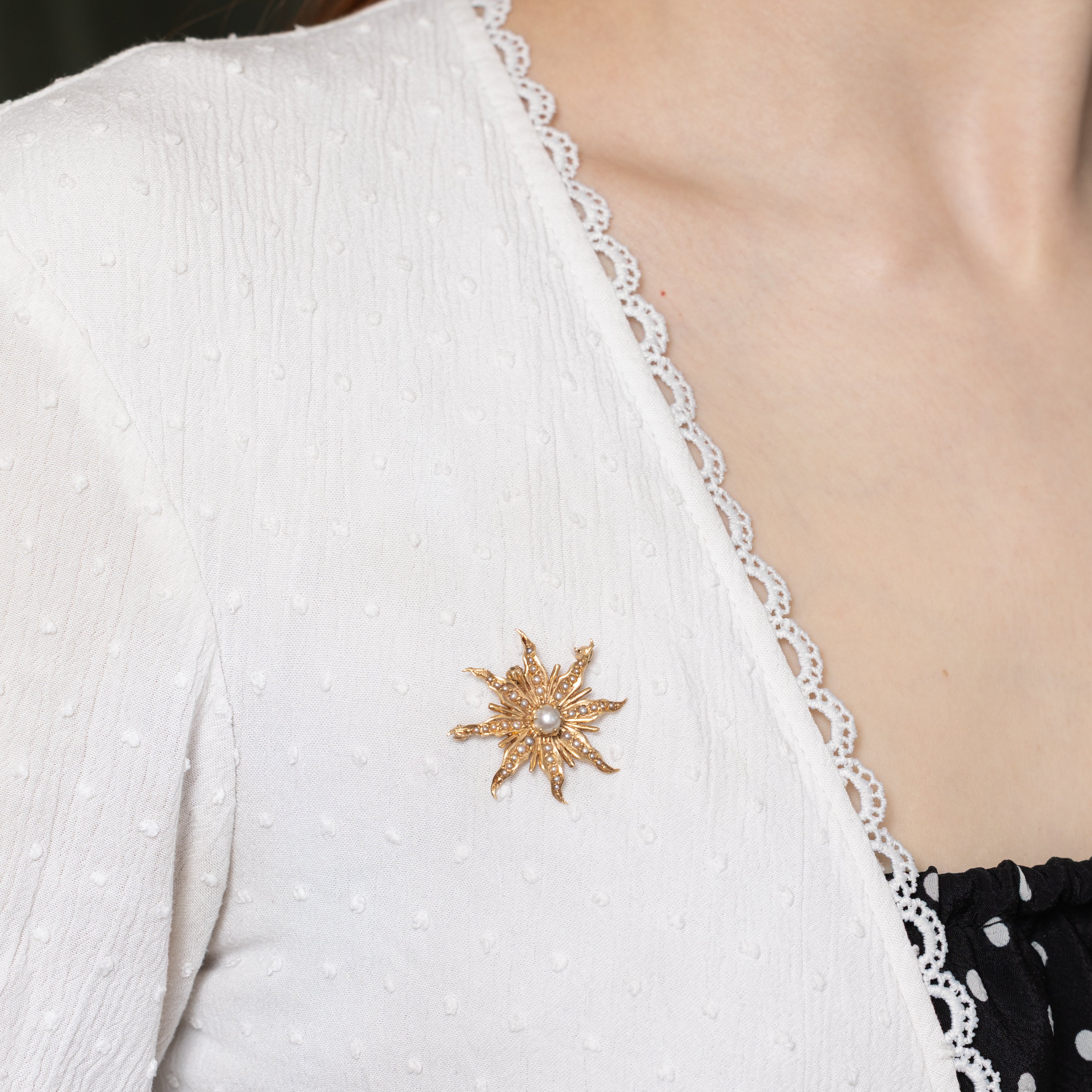 Edwardian Pearl Sunburst Convertible Pendant & Brooch