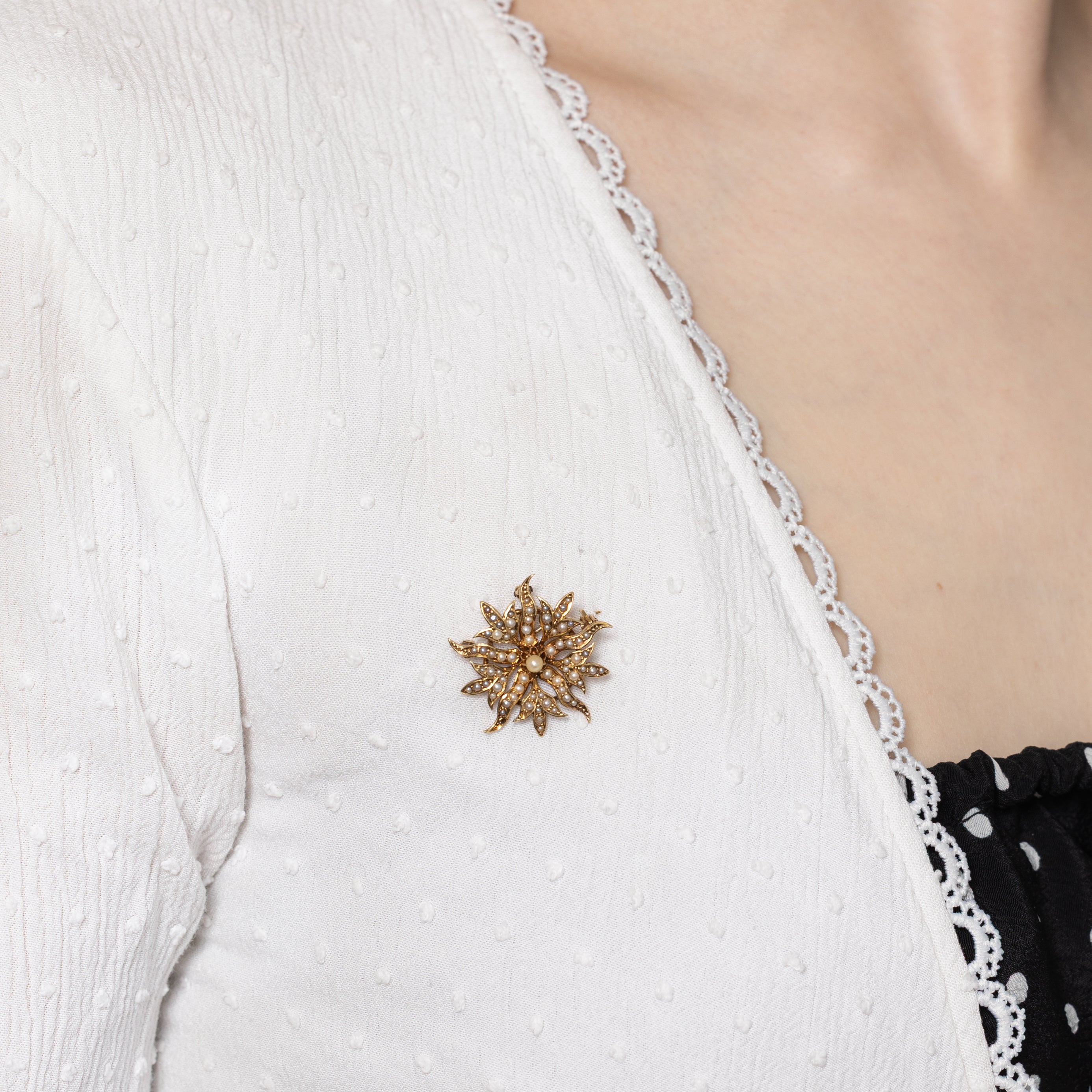 Edwardian Pearl Sunburst Convertible Pendant & Brooch