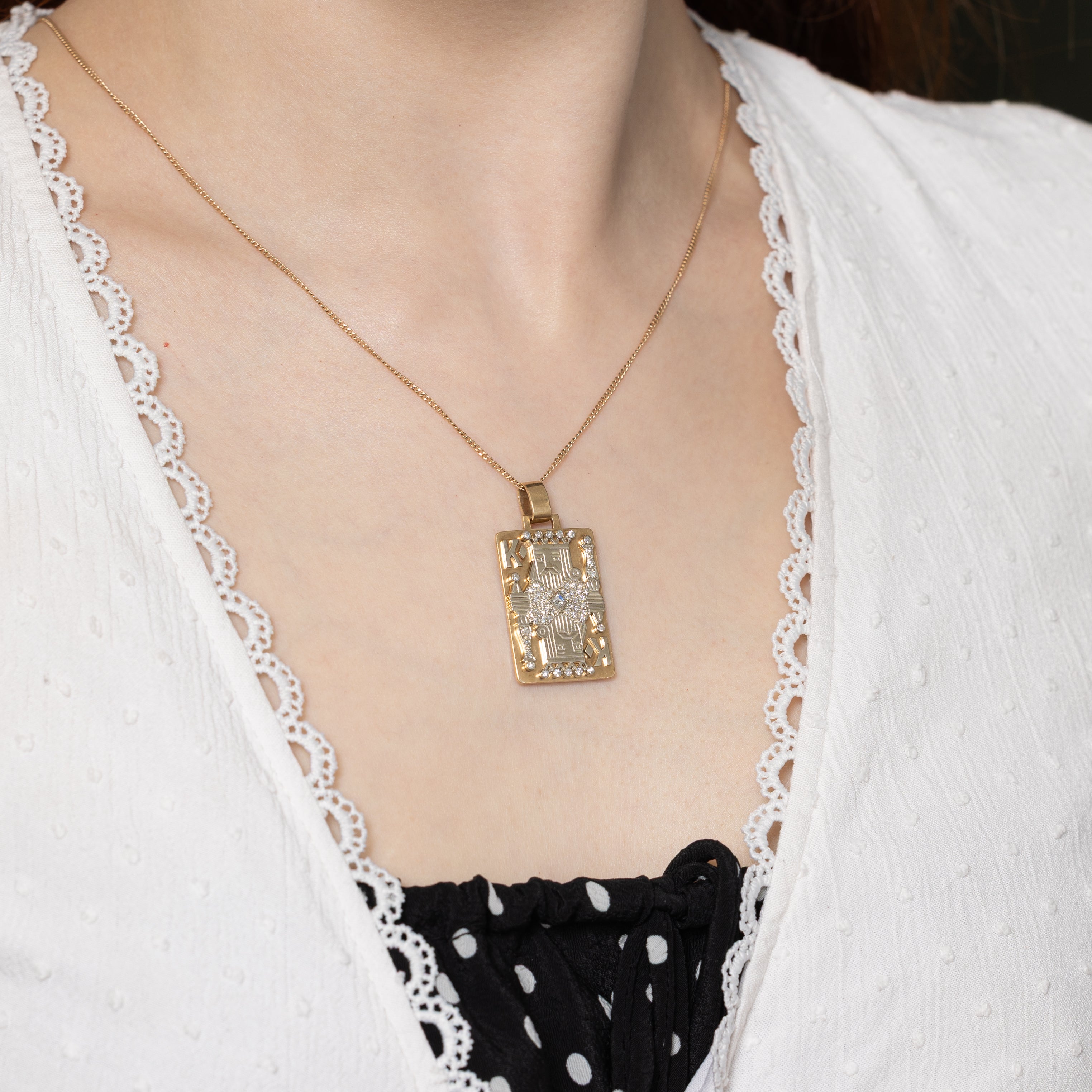King of Diamonds Playing Card Pendant | 0.22ctw