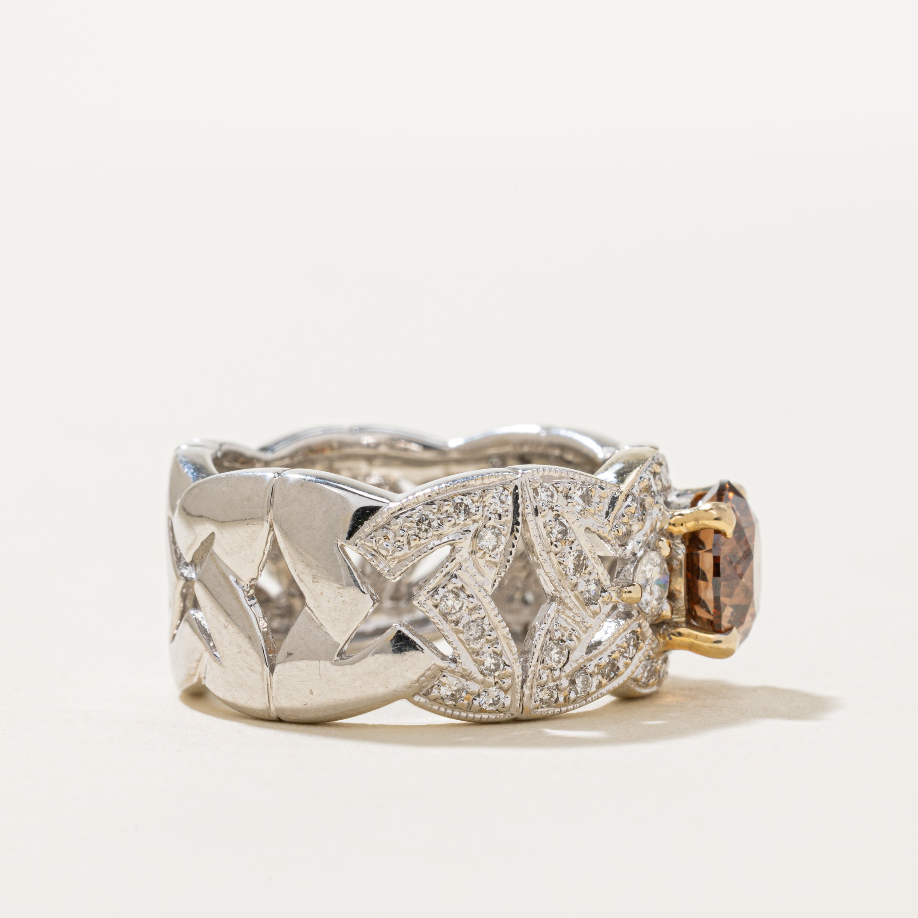 1.75ct GIA-graded Fancy Orange Brown Natural Diamond Ring | GIA 1.75ct Fancy Colour | 0.60ctw | SZ 6.5