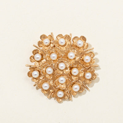 'Birks' Pearl Flower Patch Brooch