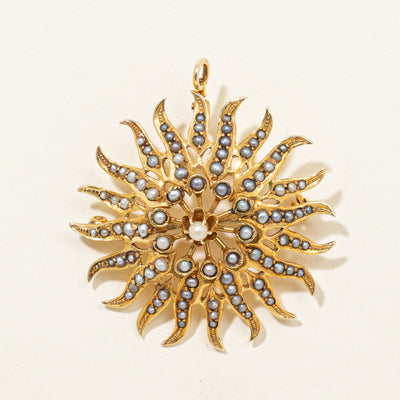 Pearl Sunburst Convertible Pendant & Brooch