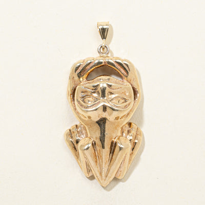 14k Yellow Gold Indigenous Art Frog Pendant