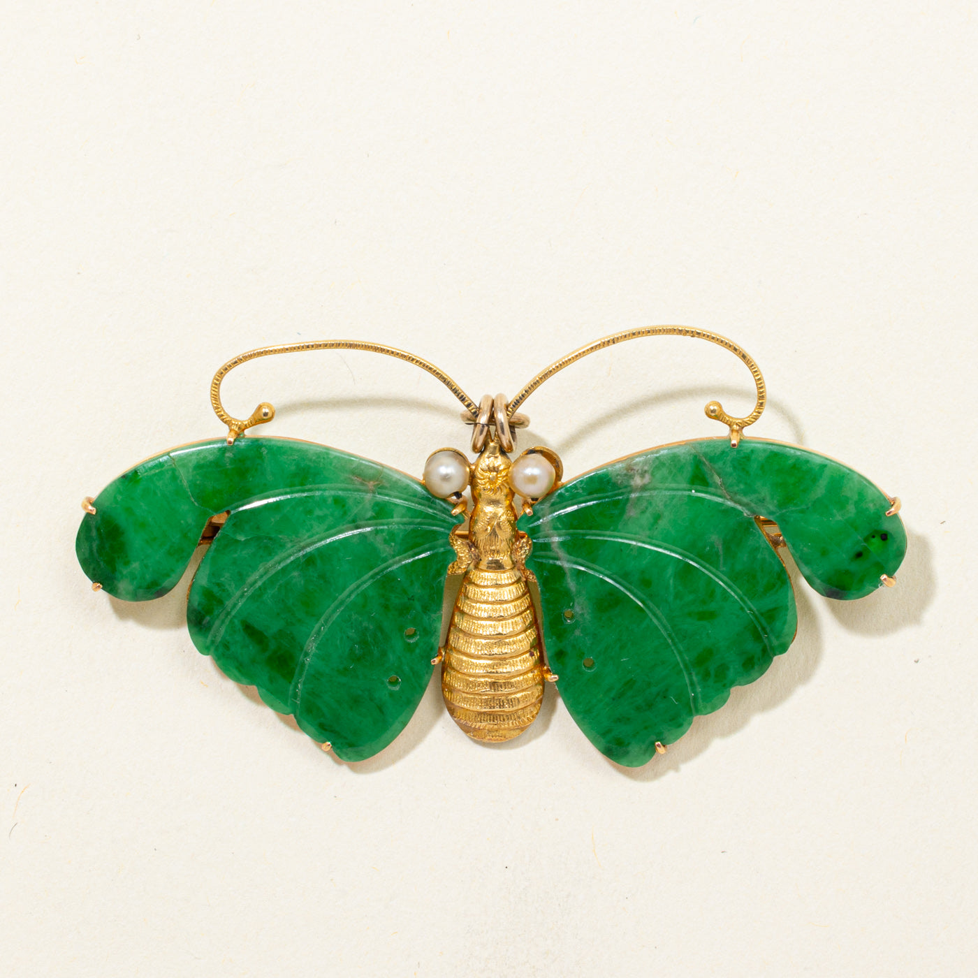 Treated Jadeite & Pearl Butterfly Convertible Pendant & Brooch | 9.30ctw