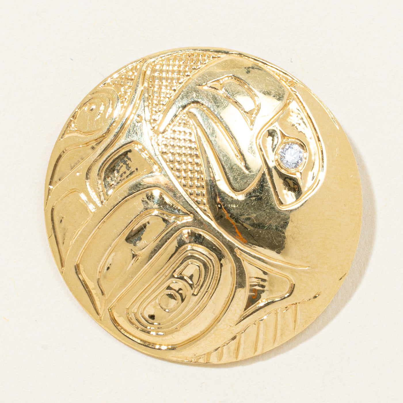 18k Yellow Gold Indigenous Art Brooch & Pendant | 0.05ct