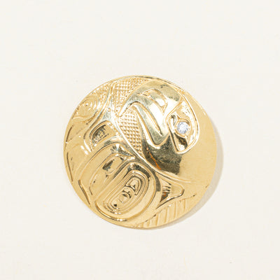 18k Yellow Gold Indigenous Art Brooch & Pendant | 0.05ct
