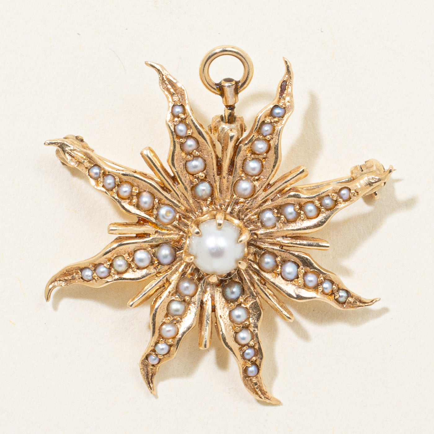 Edwardian Pearl Sunburst Convertible Pendant & Brooch