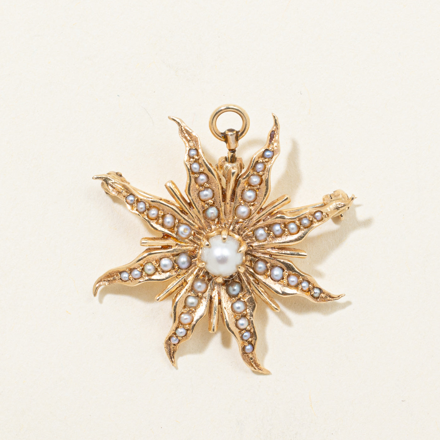 Edwardian Pearl Sunburst Convertible Pendant & Brooch