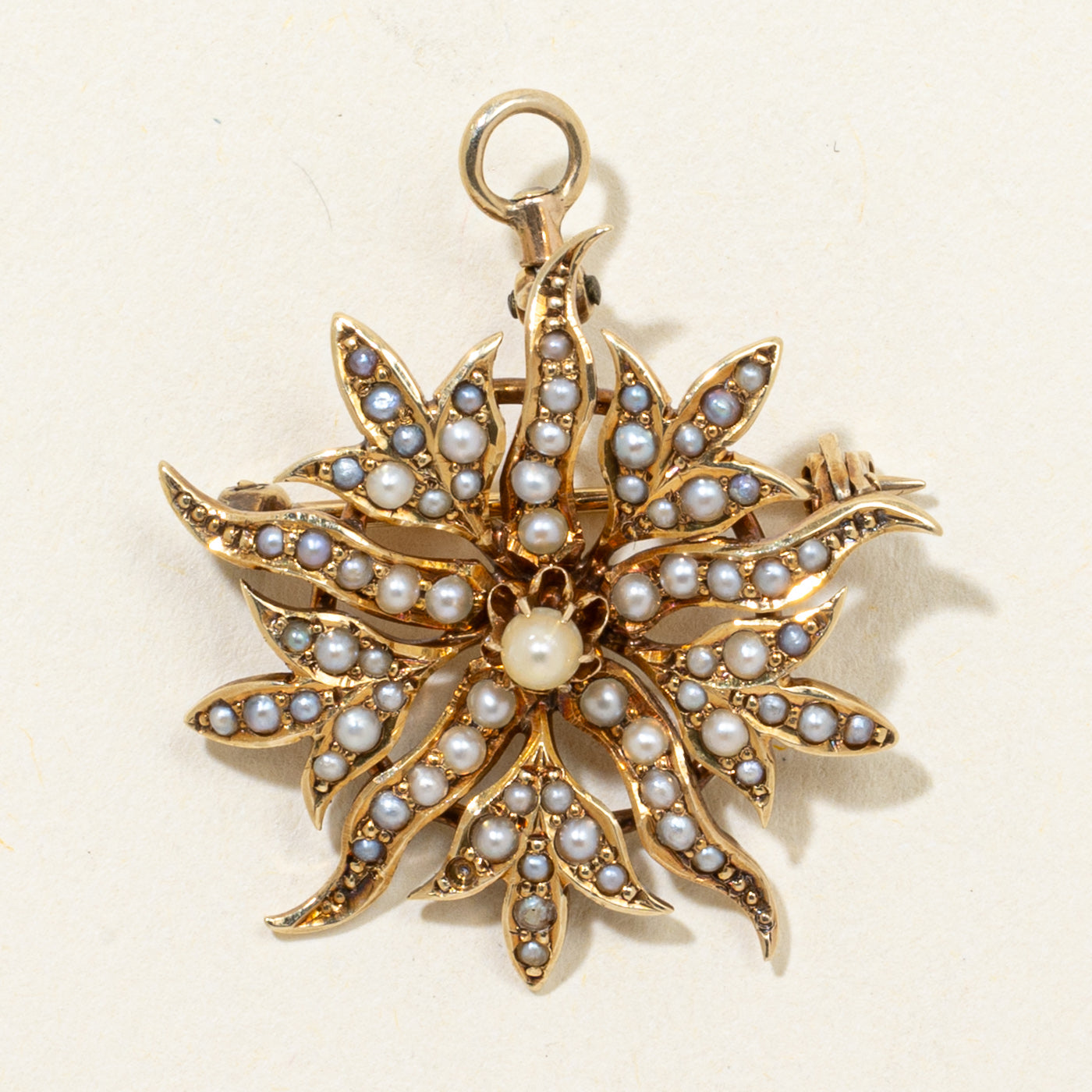 Edwardian Pearl Sunburst Convertible Pendant & Brooch