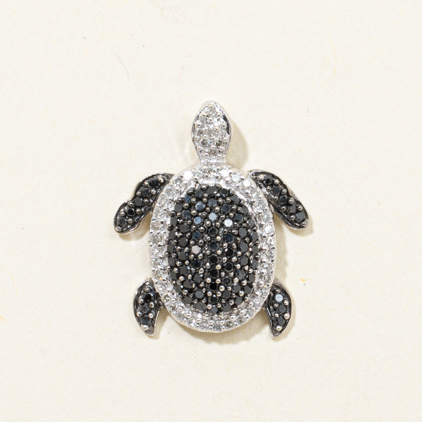Black & White Diamond Turtle Pendant | 0.24ctw
