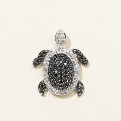 Black & White Diamond Turtle Pendant | 0.24ctw
