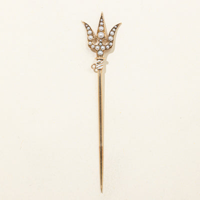 Seed Pearl Trident Stick Pin