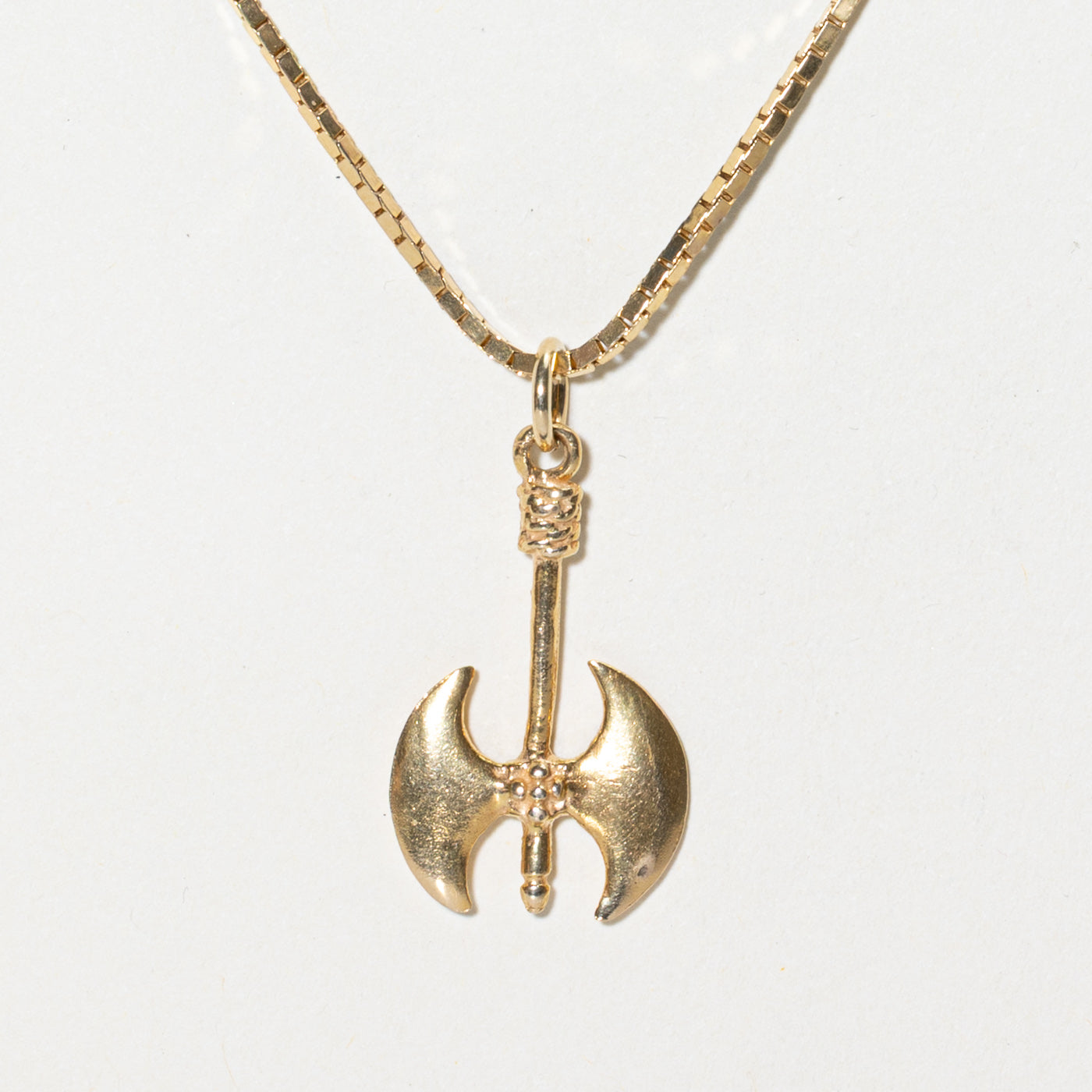 14k Yellow Gold Labrys Axe Charm Necklace | 20.5"