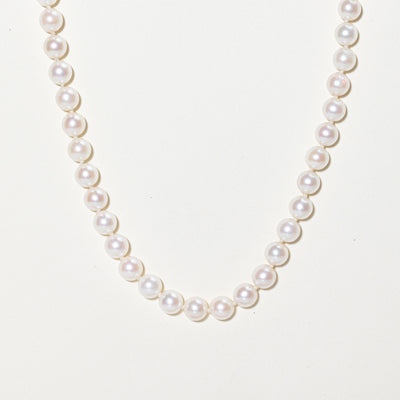 Pearl Strand & Sapphire Clasp Necklace | 0.12ctw | 16.5