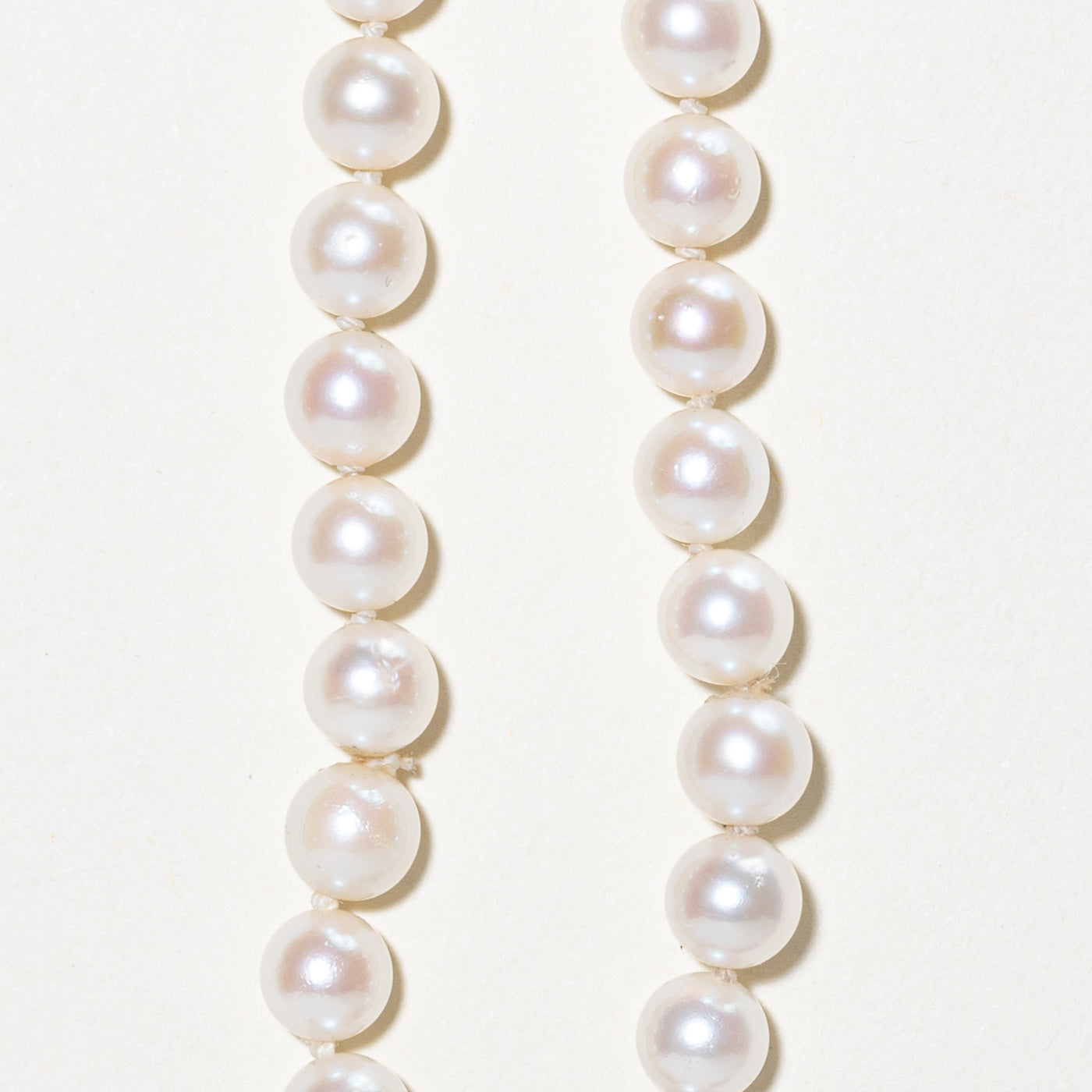 Pearl Strand & Sapphire Clasp Necklace | 0.12ctw | 16.5"