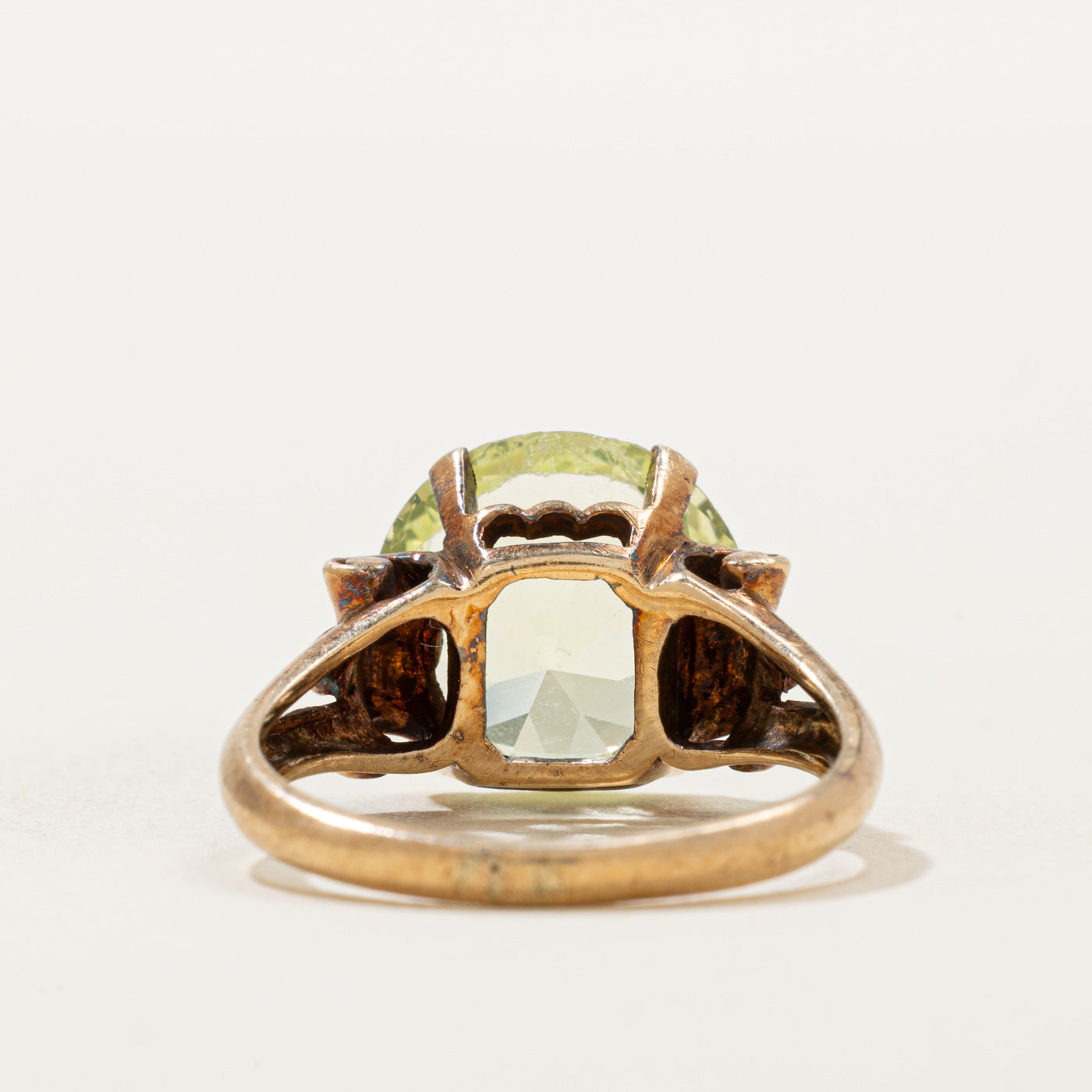 'Birks' Solitaire Synthetic Green Spinel Cathedral Ring | 2.40ct | SZ 7