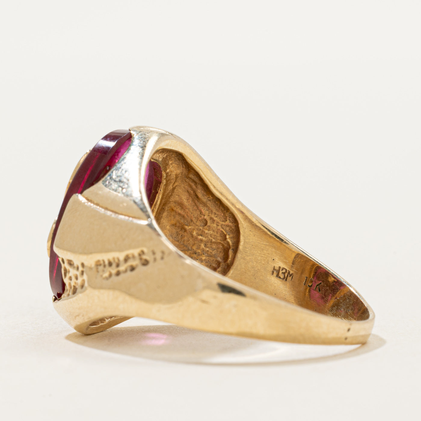 Synthetic Ruby Eagle Engraved Ring | 5.50ct | SZ 11