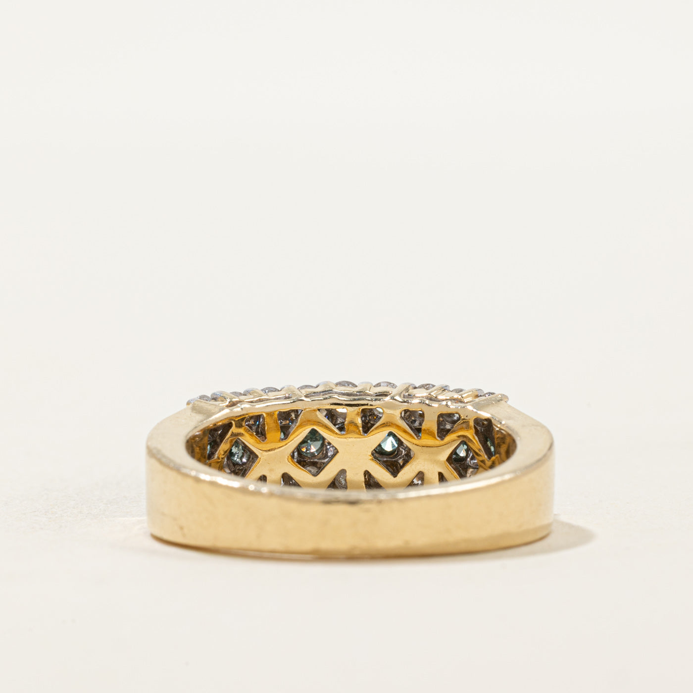 Multi Row Blue & White Diamond Ring | 0.90ctw | SZ 7