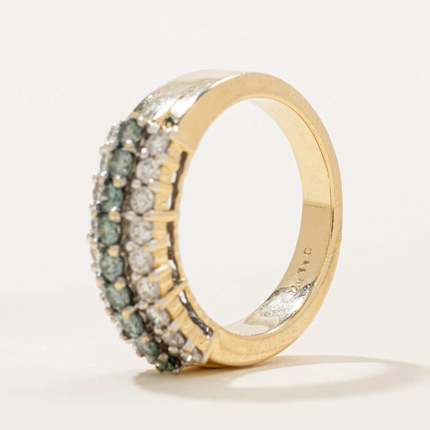 Multi Row Blue & White Diamond Ring | 0.90ctw | SZ 7