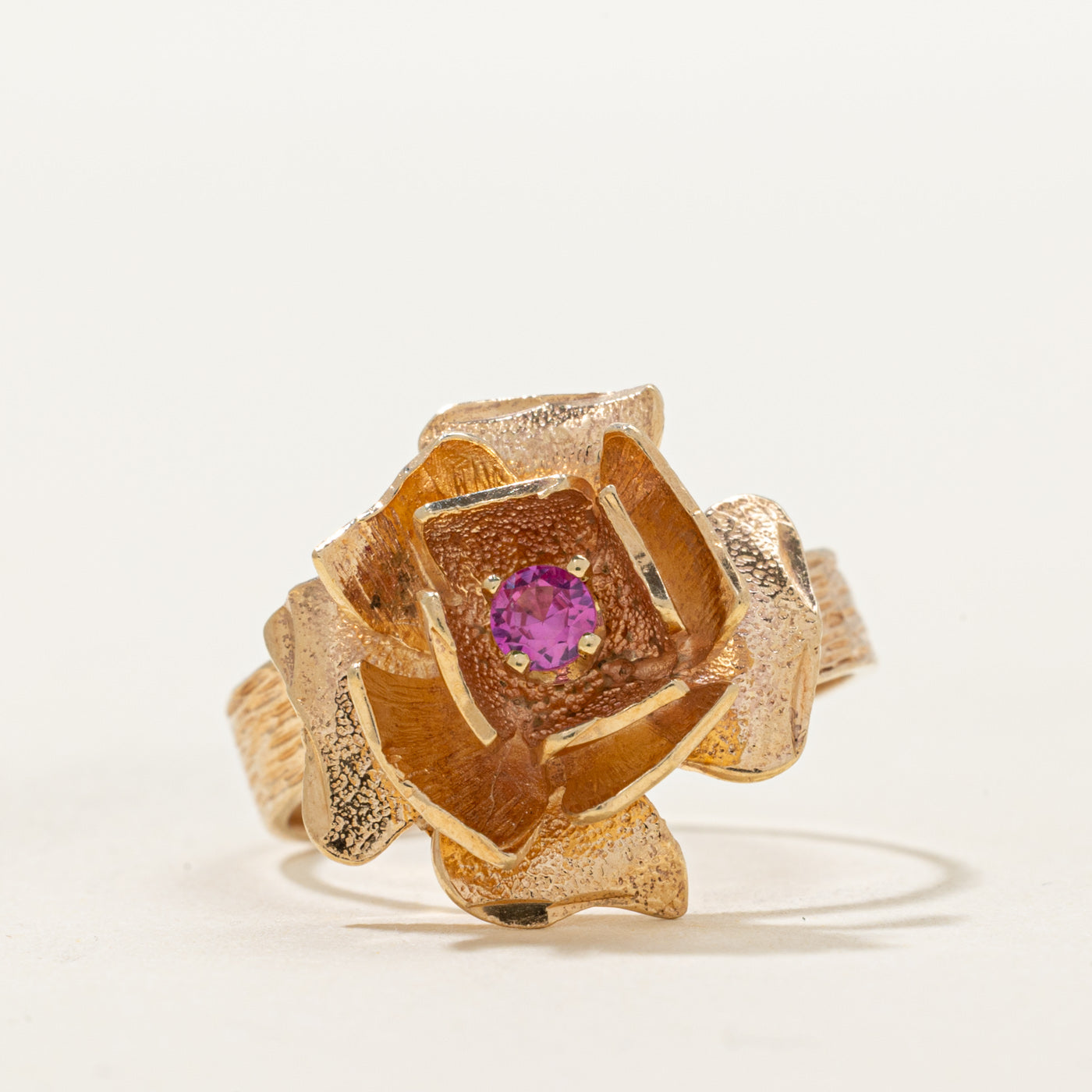 Synthetic Pink Sapphire Rose Ring | 0.04ctw | SZ 6