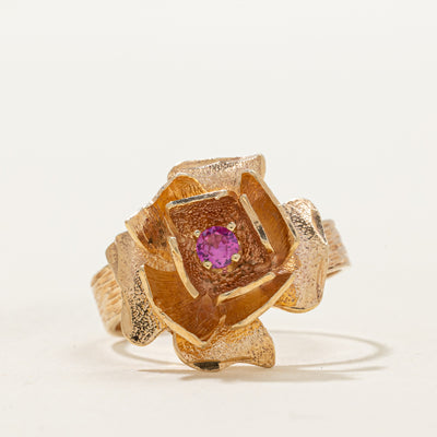 Synthetic Pink Sapphire Rose Ring | 0.04ctw | SZ 6