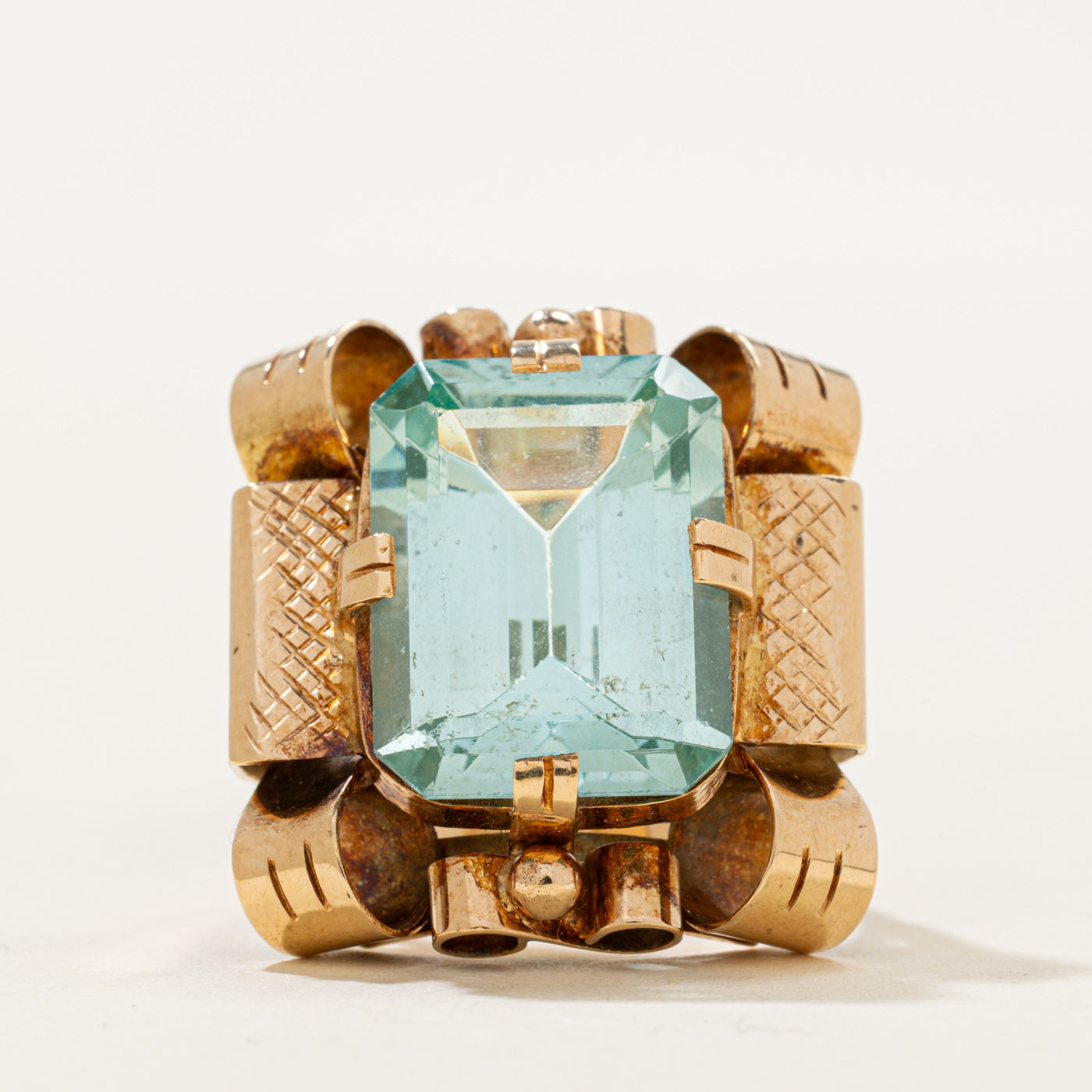 Synthetic Green Spinel Scrollwork Cocktail Ring | 13.00ct | SZ 7