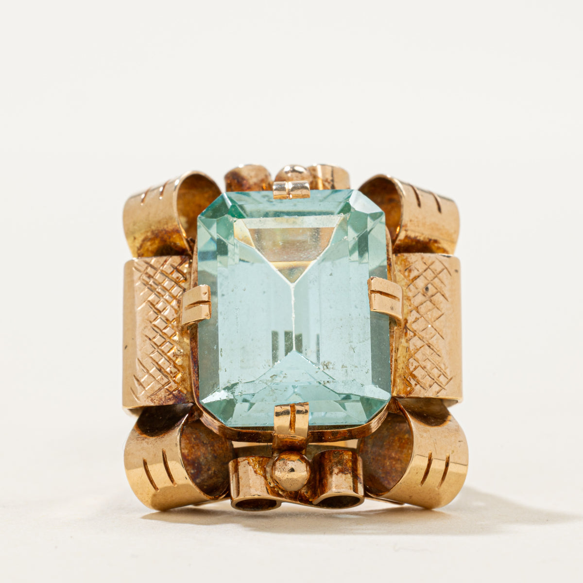 Synthetic Green Spinel Scrollwork Cocktail Ring | 13.00ct | SZ 7