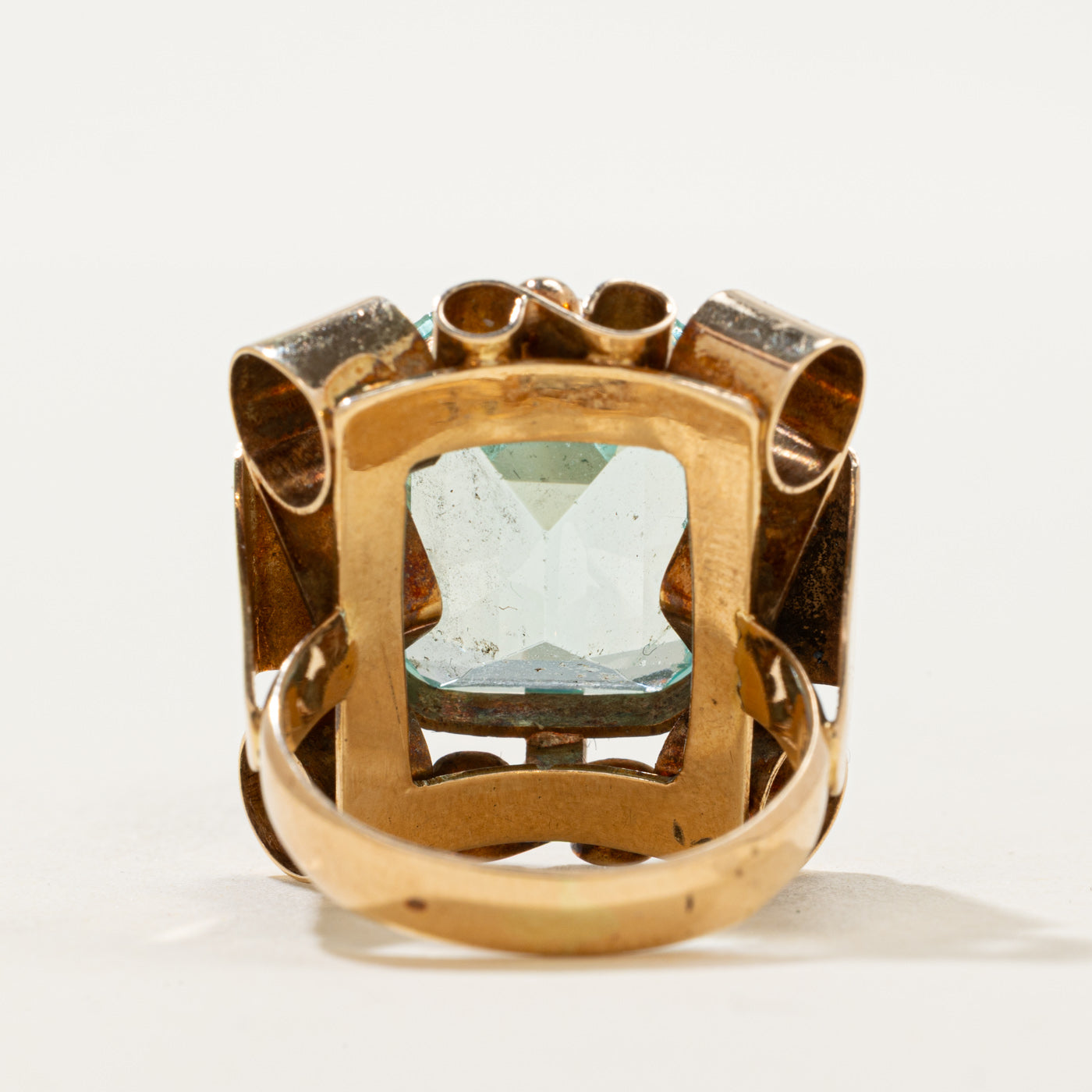 Synthetic Green Spinel Scrollwork Cocktail Ring | 13.00ct | SZ 7