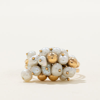 Potato Pearl & Bead Cluster Ring | SZ 8.5