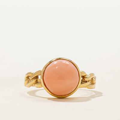 Bezel Set Coral Chain Link Ring | 2.50ct | SZ 5.5