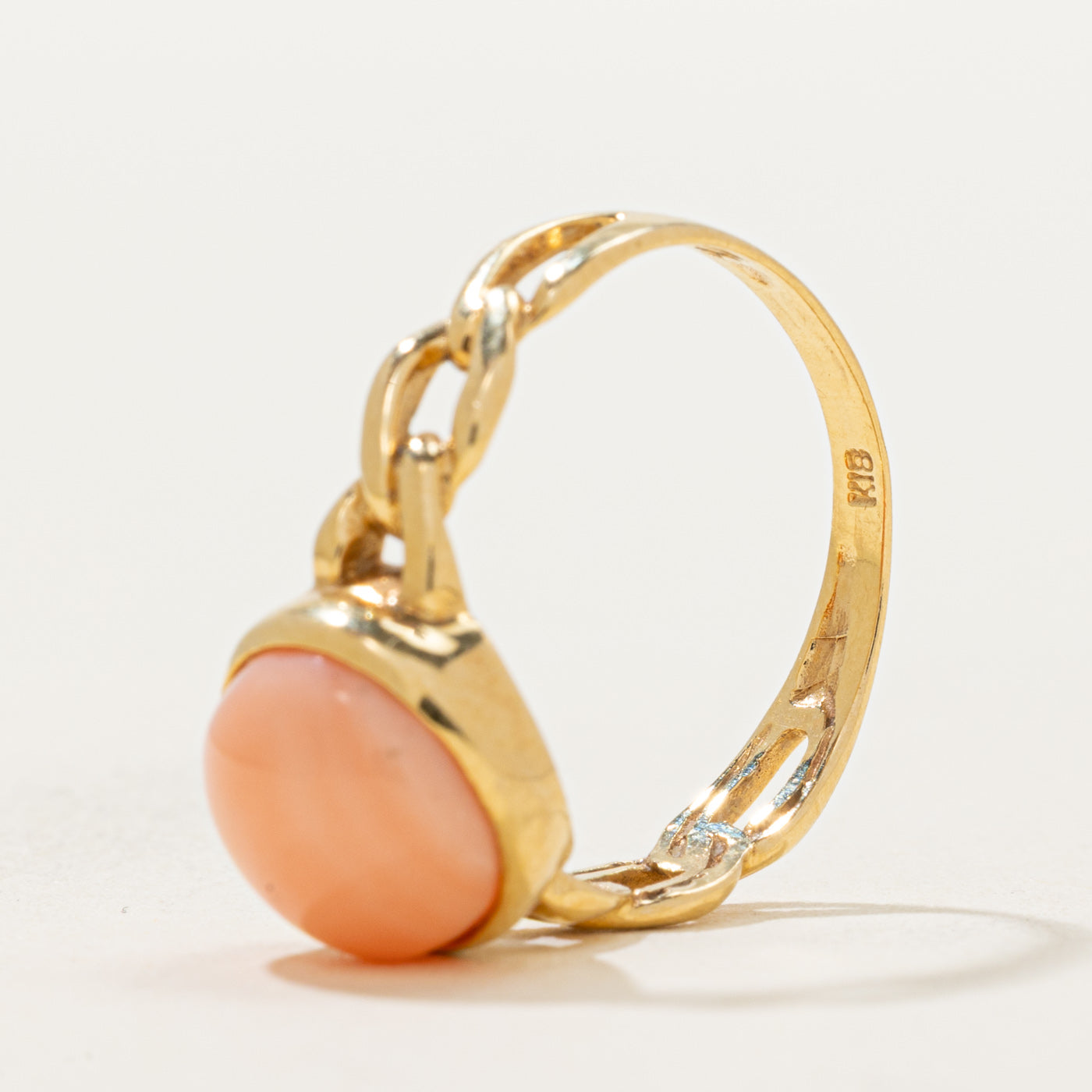 Bezel Set Coral Chain Link Ring | 2.50ct | SZ 5.5