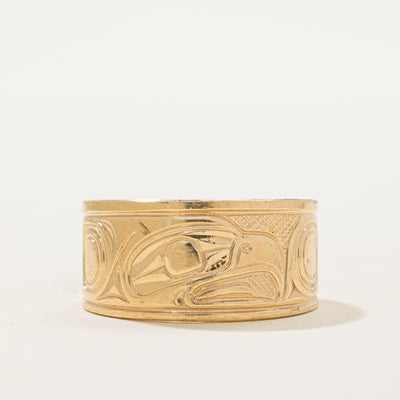 'Ron Jackson' 14k Yellow Gold Indigenous Art Ring | SZ 14
