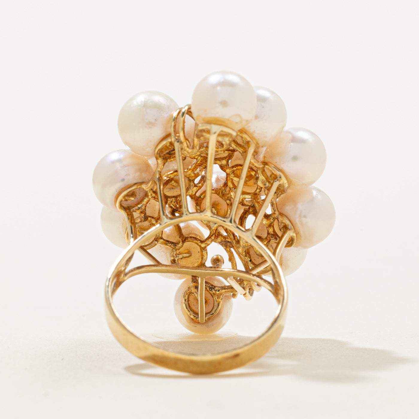 Pearl & Diamond Cluster Cocktail Ring | 0.03ctw | SZ 7