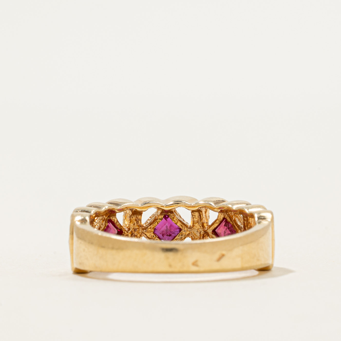 18k Yellow Gold Ruby Openwork Ring | 0.45ctw | SZ 6.75