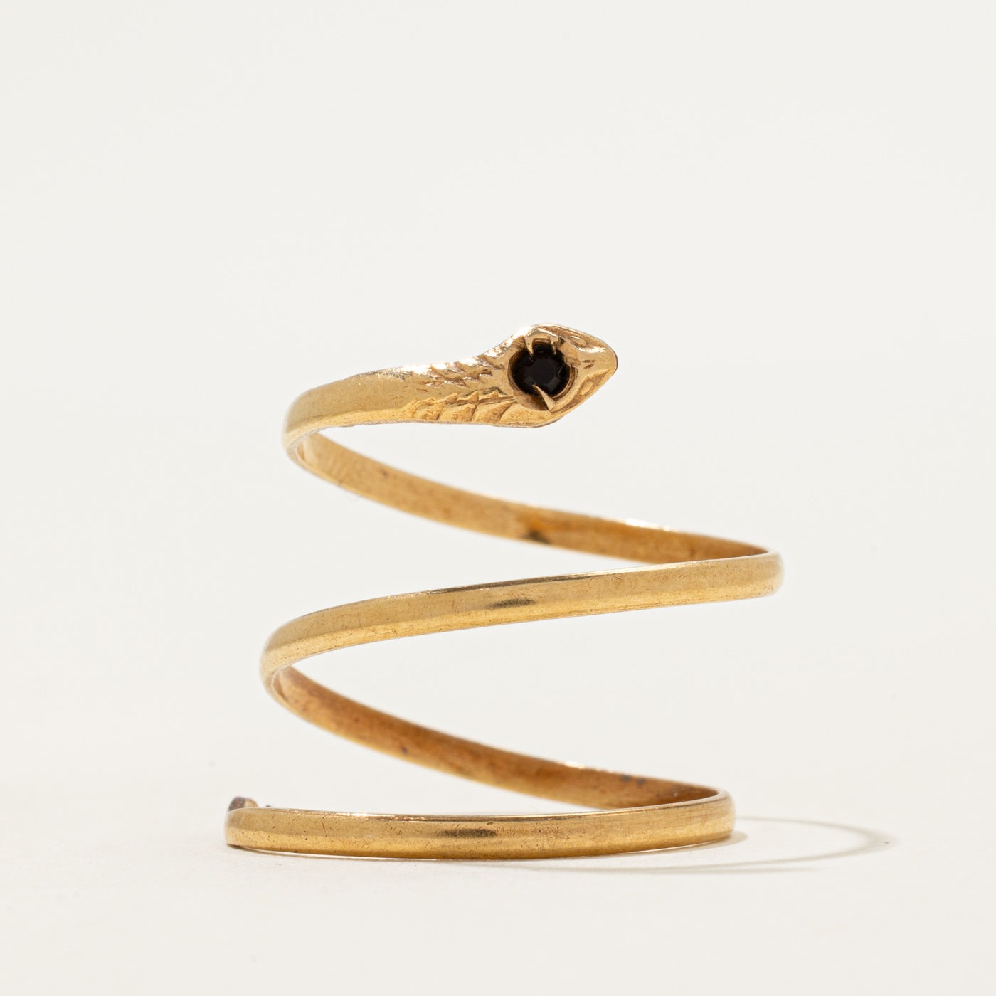 Vintage Italian 18k Garnet Snake Spiral Ring | 0.03ct | SZ 7