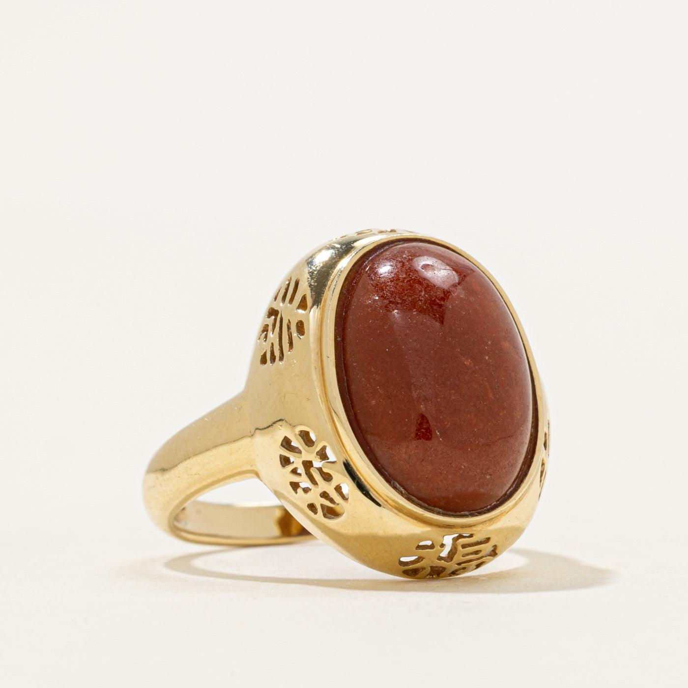 Orange Jade Openwork Cocktail Ring | 5.20ct | SZ 5