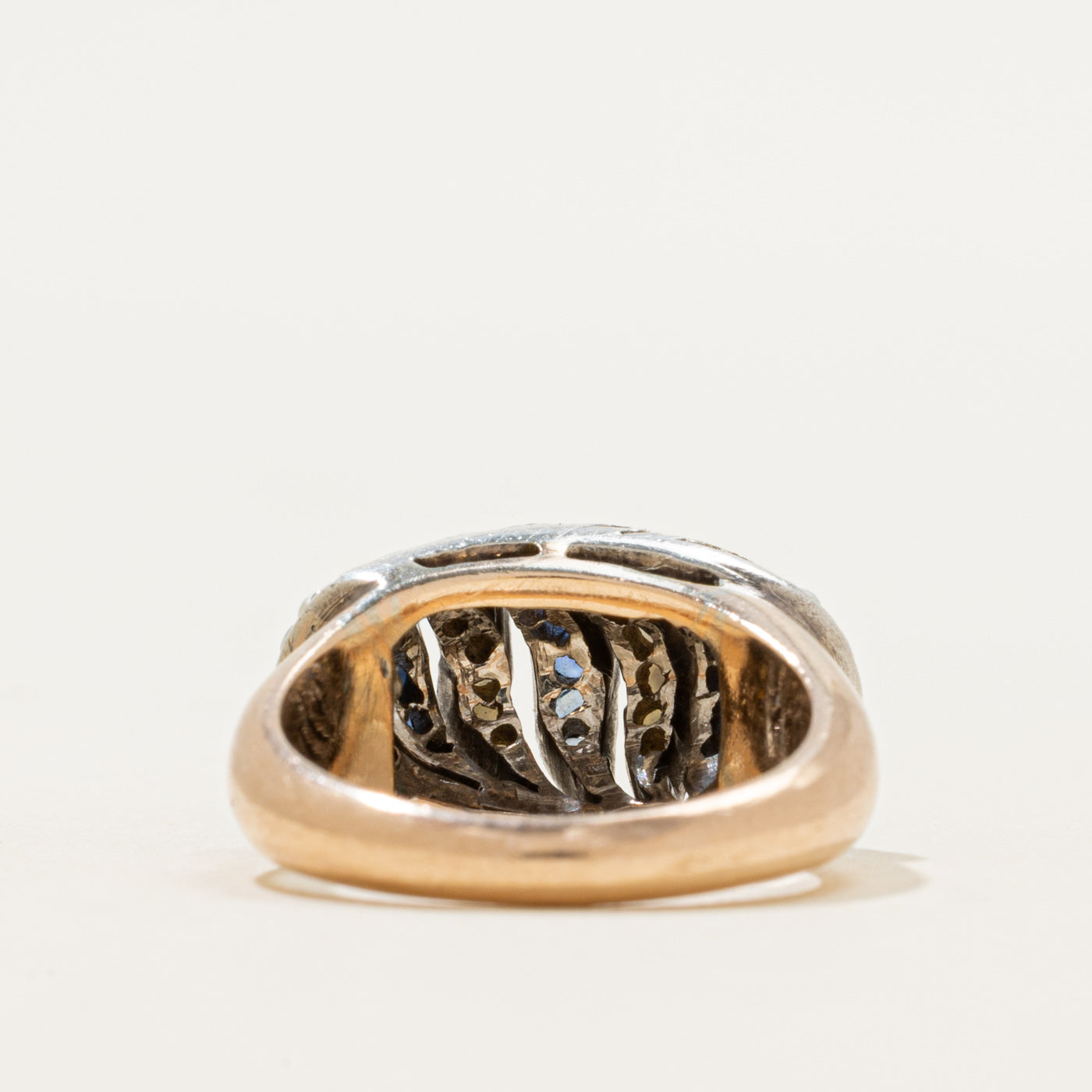 Sapphire & Seed Pearl Waterfall Dome Ring | 0.24ctw | SZ 5.25