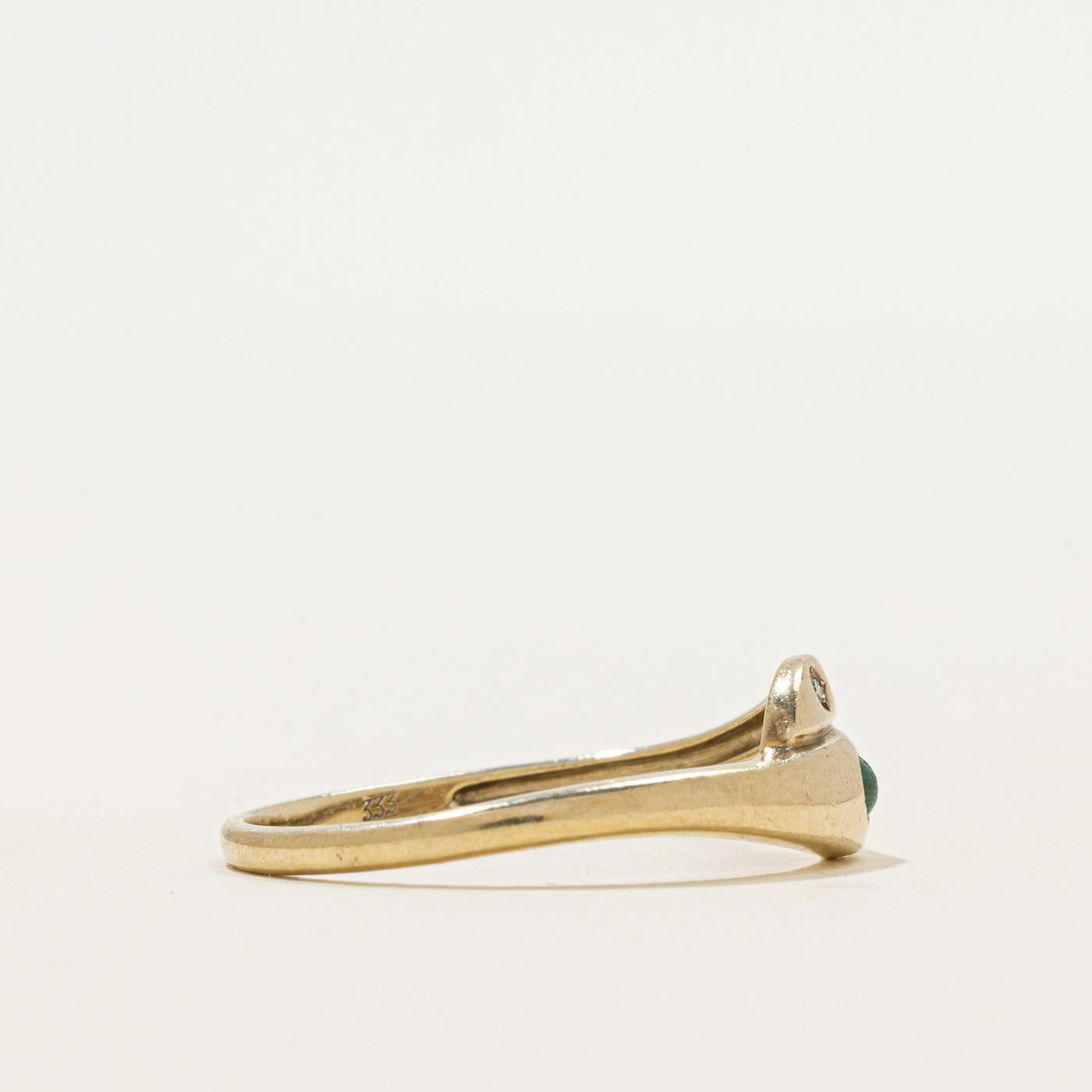 Emerald & Diamond Snake Bypass Ring | 0.05ct, 0.01ct | SZ 7.5