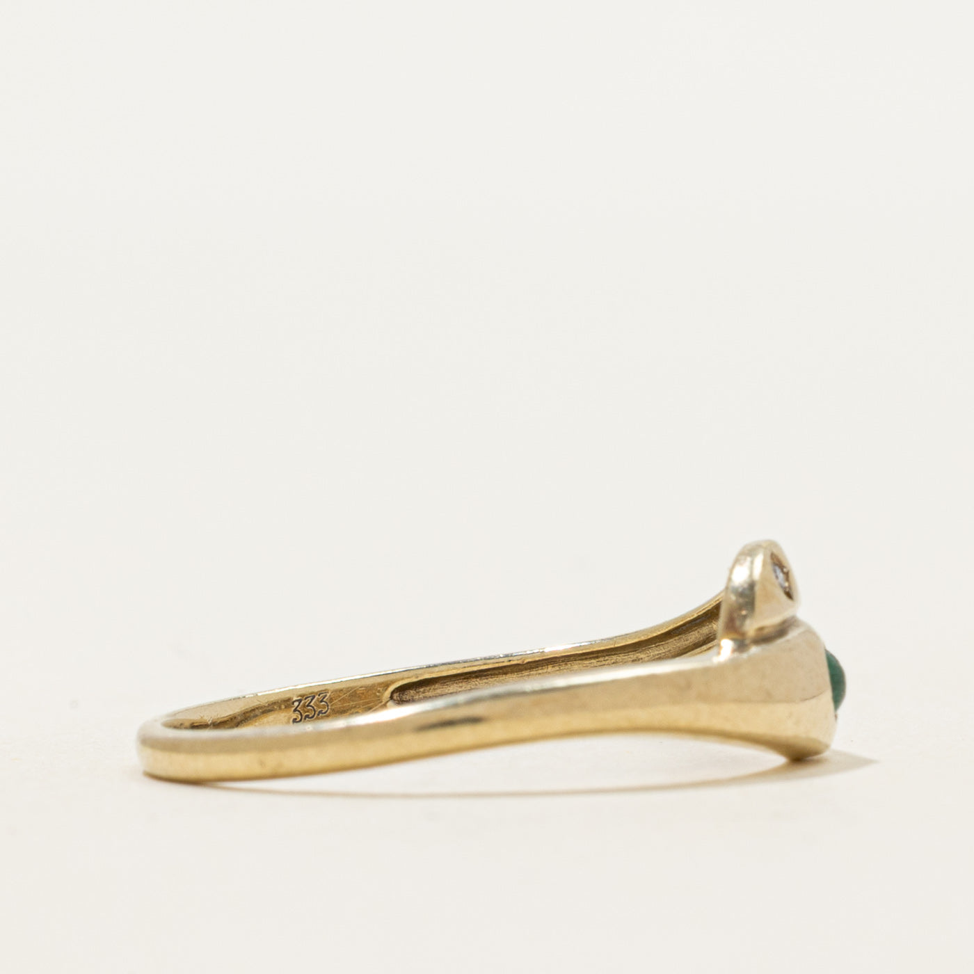 Emerald & Diamond Snake Bypass Ring | 0.05ct, 0.01ct | SZ 7.5