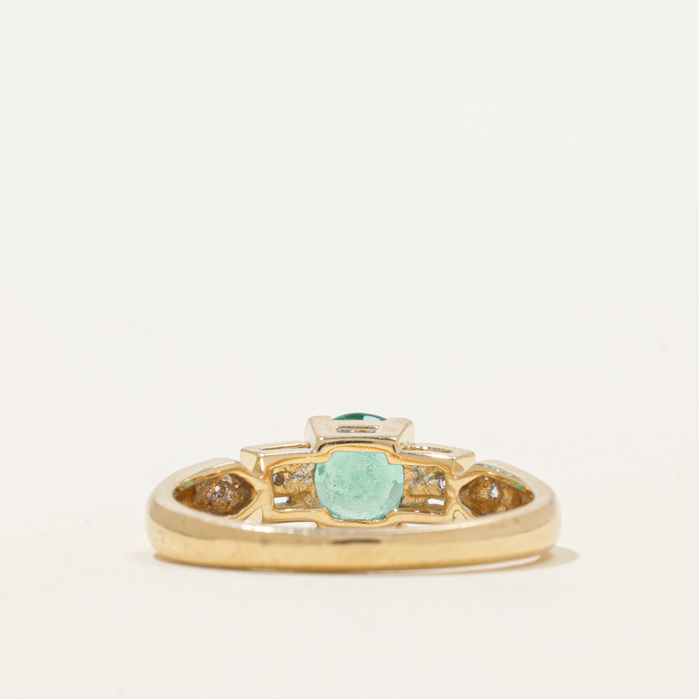 Round Cut Emerald & Diamond Ring | 0.58ct, 0.02ctw | SZ 7.75