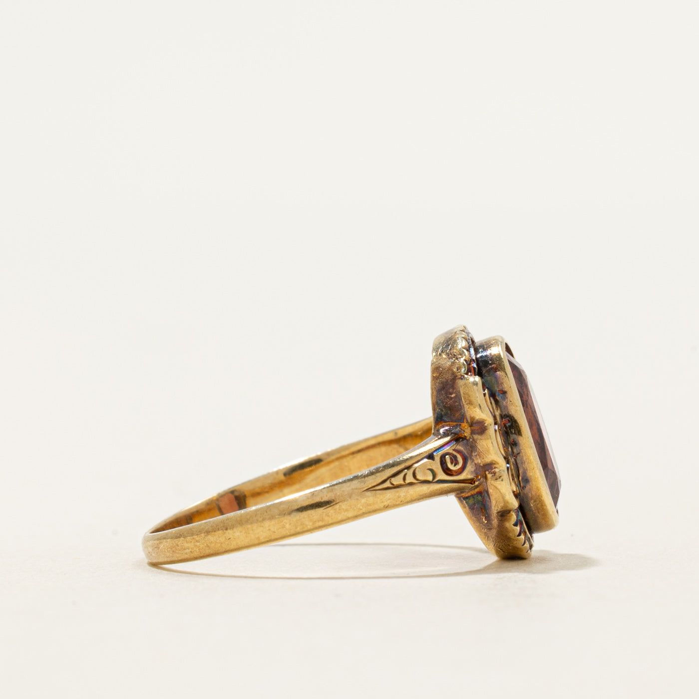 Oval Cut Pink Tourmaline Engraved Ring | 1.65ct | SZ 5.75