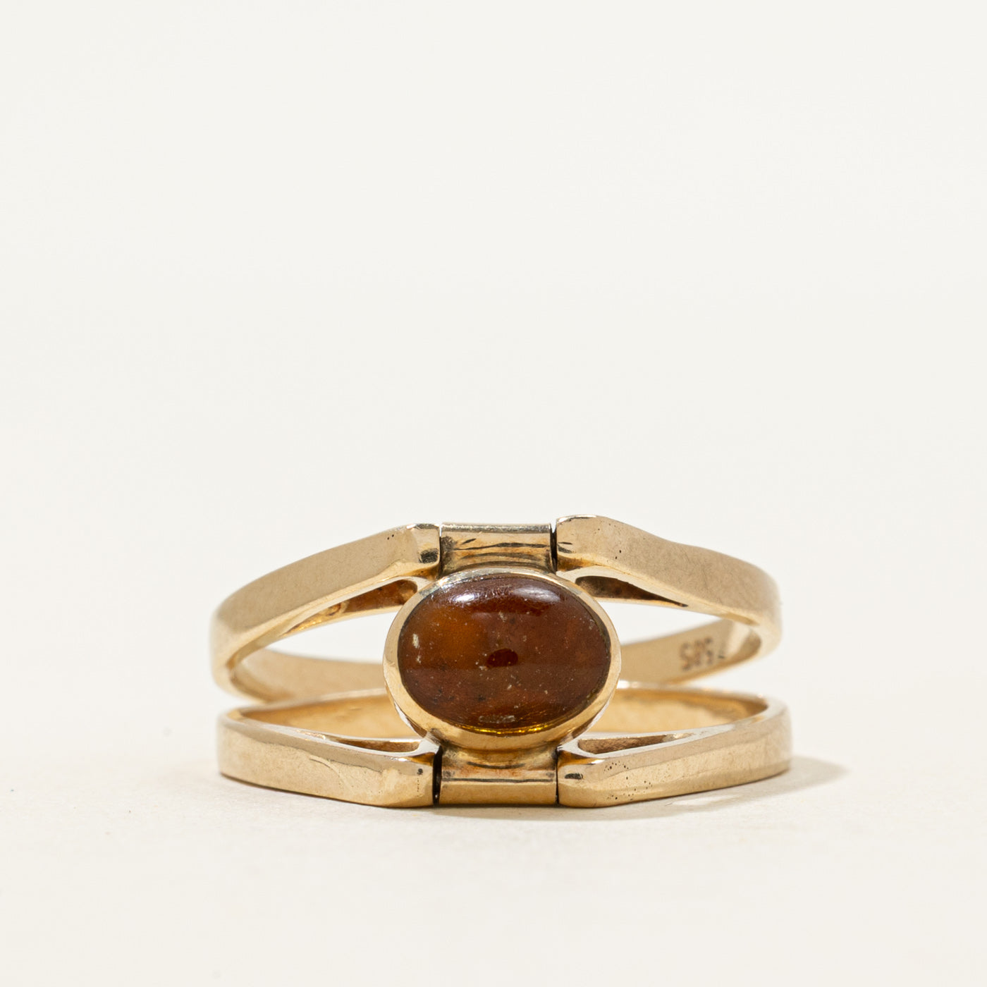 Bezel Set Larimar & Amber Reversible Ring | 1.20ctw | SZ 8.25
