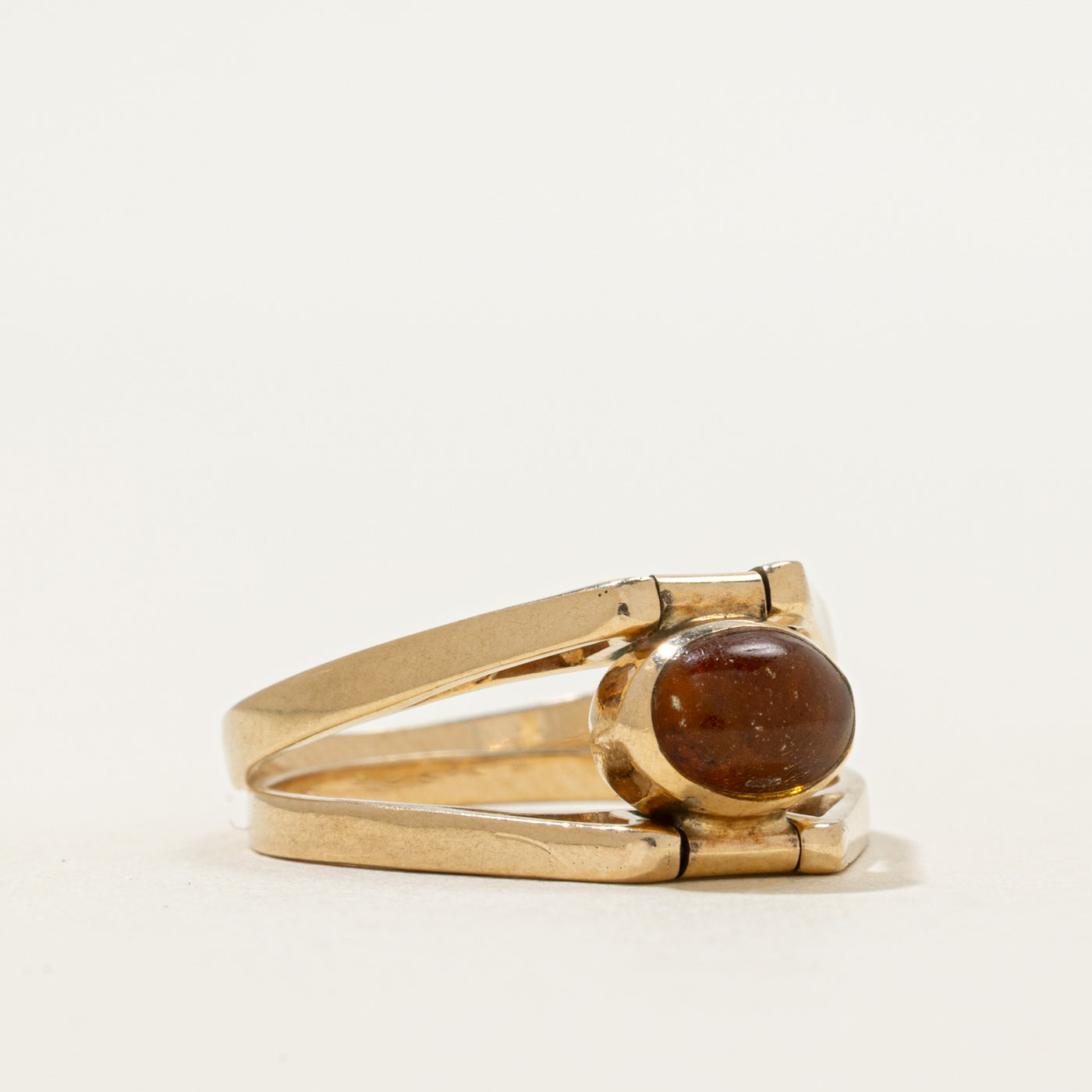 Bezel Set Larimar & Amber Reversible Ring | 1.20ctw | SZ 8.25