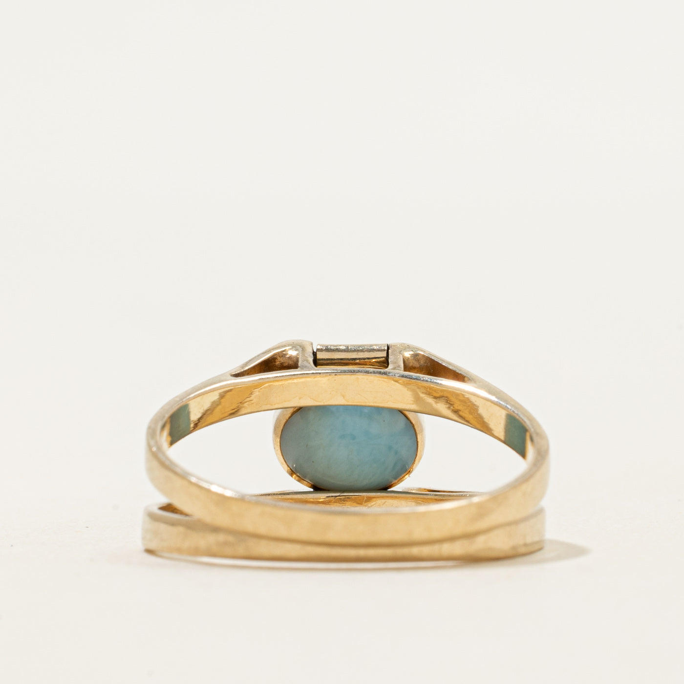 Bezel Set Larimar & Amber Reversible Ring | 1.20ctw | SZ 8.25