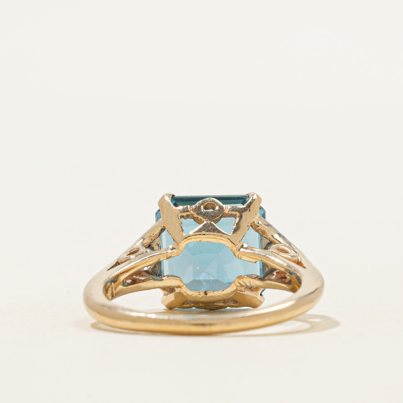 Basket Set Blue Topaz & Diamond Ring | 4.75ct, 0.10ctw | SZ 4.75