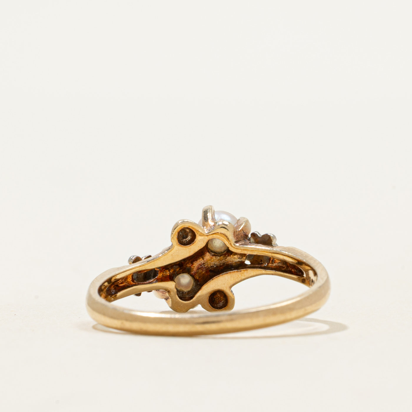 Vintage Toi et Moi Pearl Scrollwork Ring | SZ 6.5