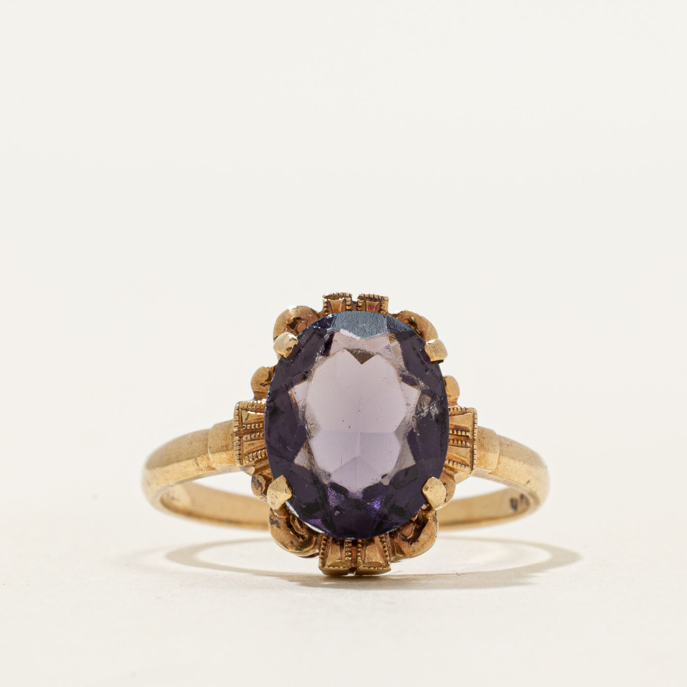 Vintage Glass Engraved Ring | 2.50ct | SZ 5.5